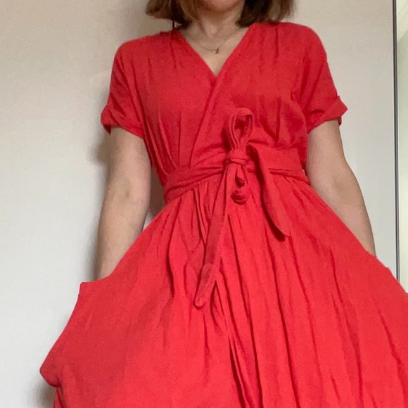 Mara Hoffman Blair Plunge-Front Midi Dress - Picture 3 of 7